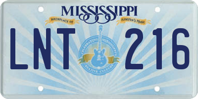 MS license plate LNT216