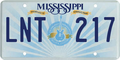 MS license plate LNT217