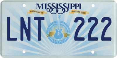 MS license plate LNT222