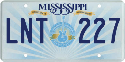 MS license plate LNT227