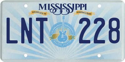 MS license plate LNT228