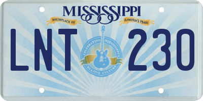 MS license plate LNT230