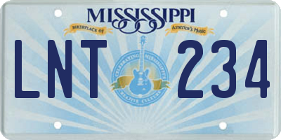 MS license plate LNT234