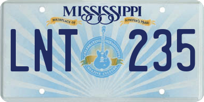 MS license plate LNT235