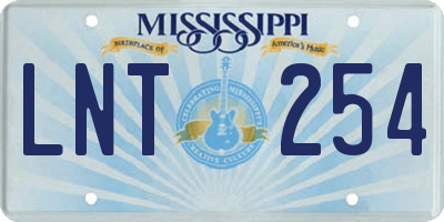 MS license plate LNT254