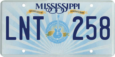 MS license plate LNT258