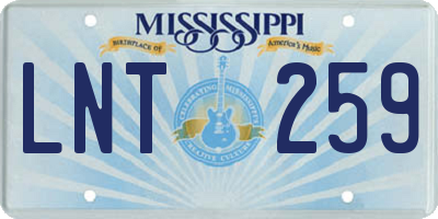 MS license plate LNT259