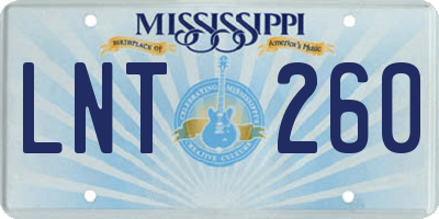 MS license plate LNT260
