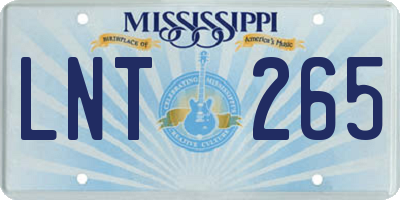 MS license plate LNT265