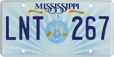 MS license plate LNT267