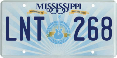 MS license plate LNT268