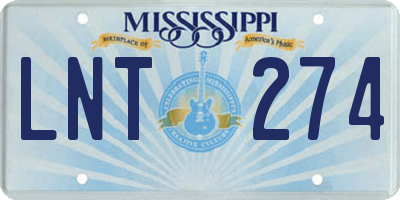 MS license plate LNT274