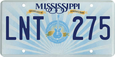 MS license plate LNT275