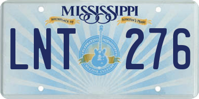 MS license plate LNT276