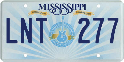 MS license plate LNT277