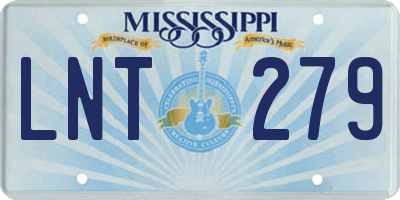 MS license plate LNT279