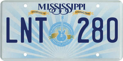 MS license plate LNT280