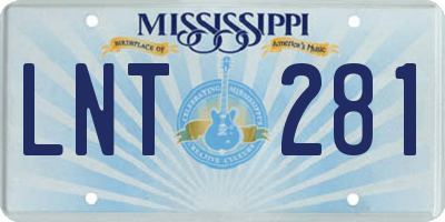 MS license plate LNT281