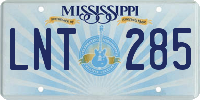MS license plate LNT285
