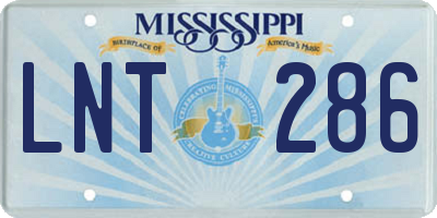 MS license plate LNT286