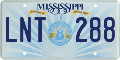 MS license plate LNT288