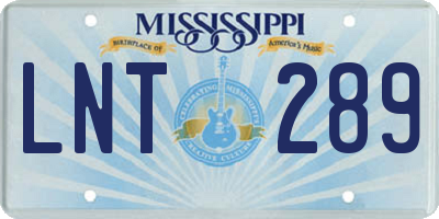 MS license plate LNT289