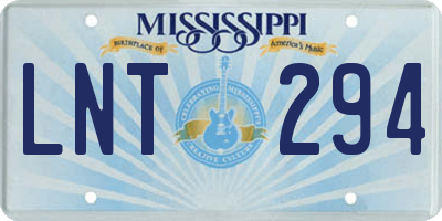MS license plate LNT294