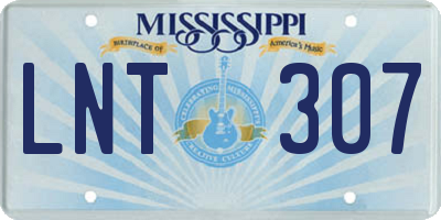 MS license plate LNT307