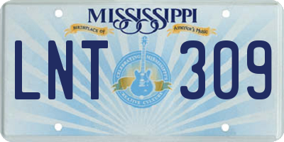 MS license plate LNT309