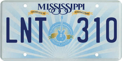 MS license plate LNT310