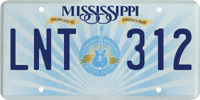 MS license plate LNT312