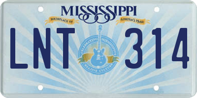 MS license plate LNT314