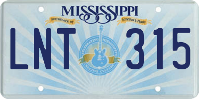 MS license plate LNT315