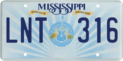 MS license plate LNT316
