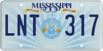 MS license plate LNT317
