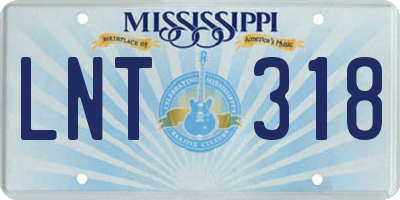 MS license plate LNT318