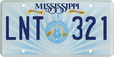 MS license plate LNT321