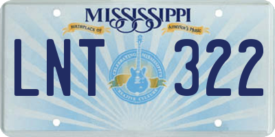 MS license plate LNT322