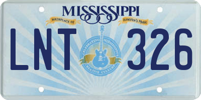 MS license plate LNT326