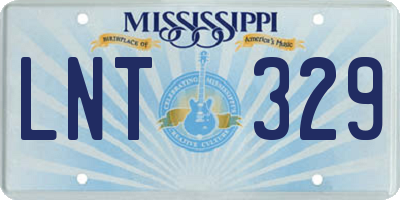 MS license plate LNT329