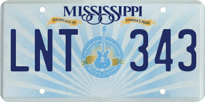 MS license plate LNT343