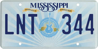 MS license plate LNT344