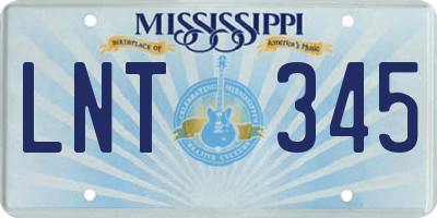 MS license plate LNT345