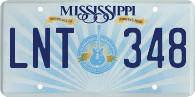 MS license plate LNT348