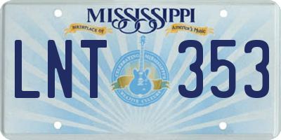 MS license plate LNT353