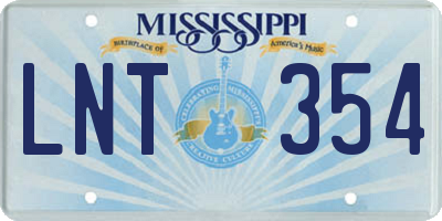 MS license plate LNT354