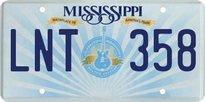 MS license plate LNT358