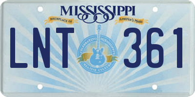 MS license plate LNT361
