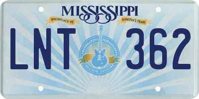 MS license plate LNT362