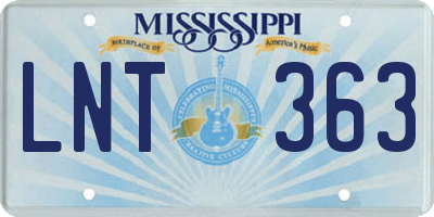 MS license plate LNT363